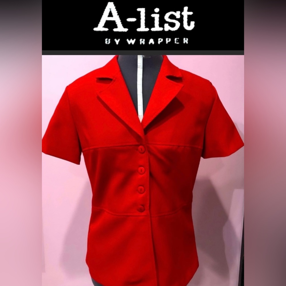 A-List By Wrapper Ladies Tailored Red Short Sleev… - image 1